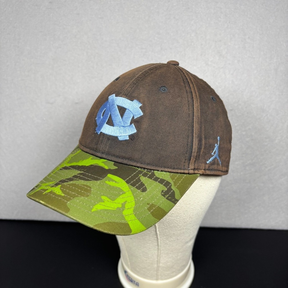 Nike Jordan UNC Tar Heels Hat Brown Green Camo Baseball Cap NCAA American Flag